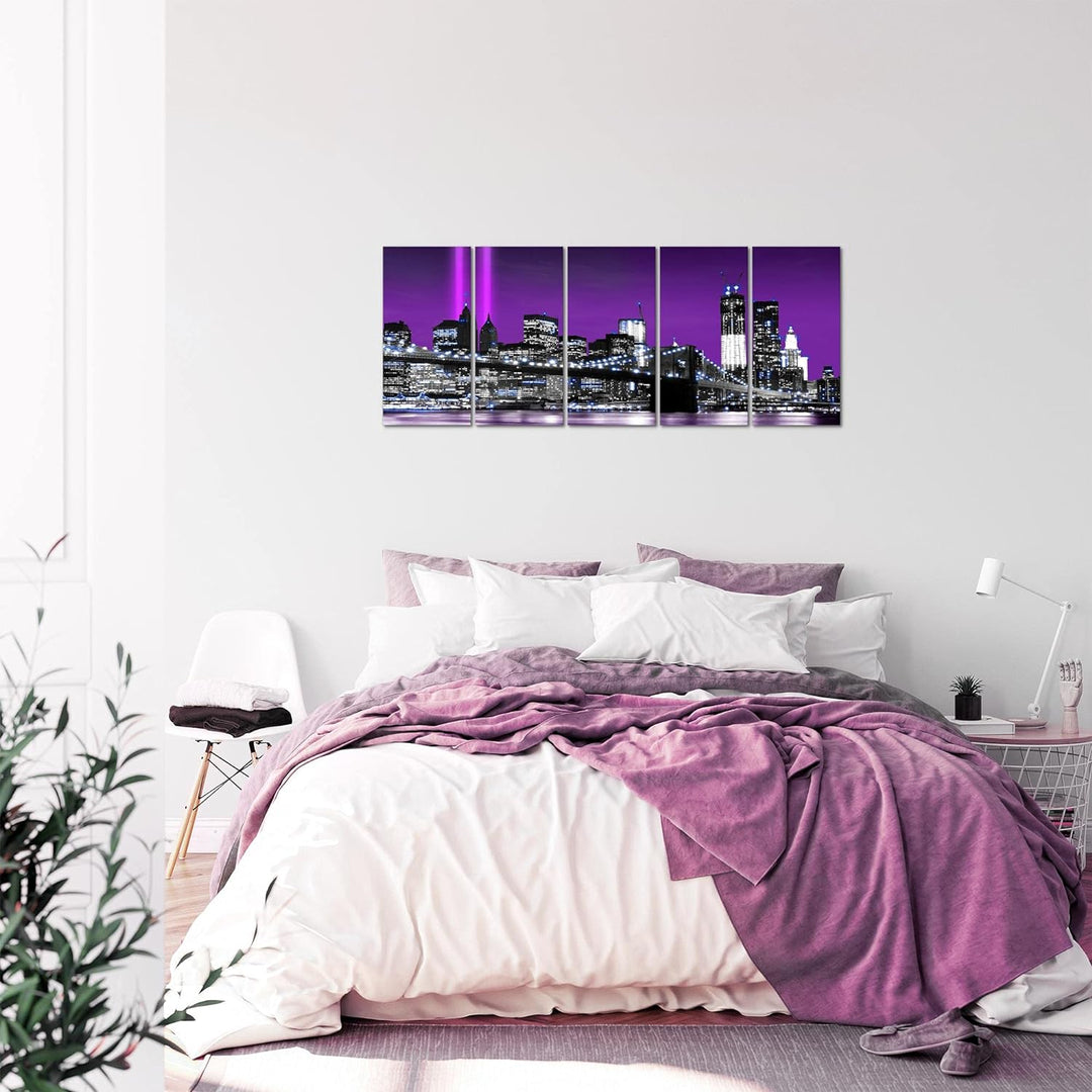 Runa Art Bild New York City Wandbilder auf Vlies Leinwand 5 Teilig Wanddekoration Wohnzimmer Büro 00