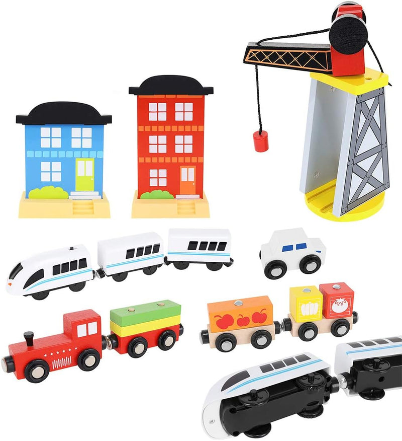 Iso Trade Train Track Wooden Toys Set 88 Teile Railway Kids Educational Accessories 9363 Slot, Track