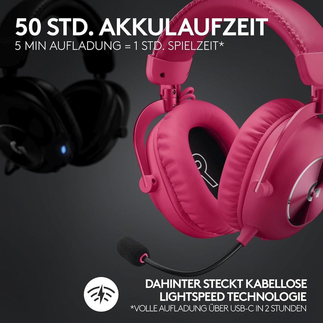 Logitech G PRO X 2 LIGHTSPEED Wireless Gaming Headset, abnehmbares Boom-Mic, 50-mm-Graphen-Treiber,