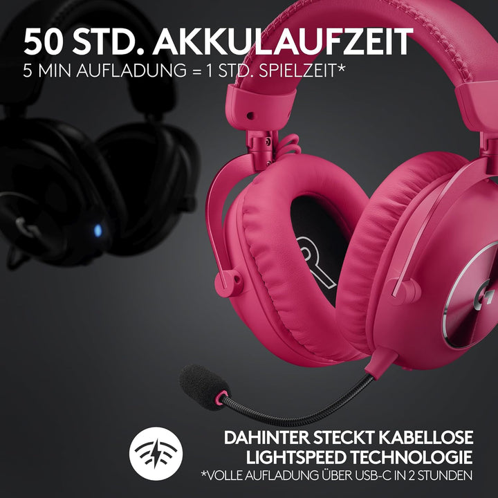 Logitech G PRO X 2 LIGHTSPEED Wireless Gaming Headset, abnehmbares Boom-Mic, 50-mm-Graphen-Treiber,
