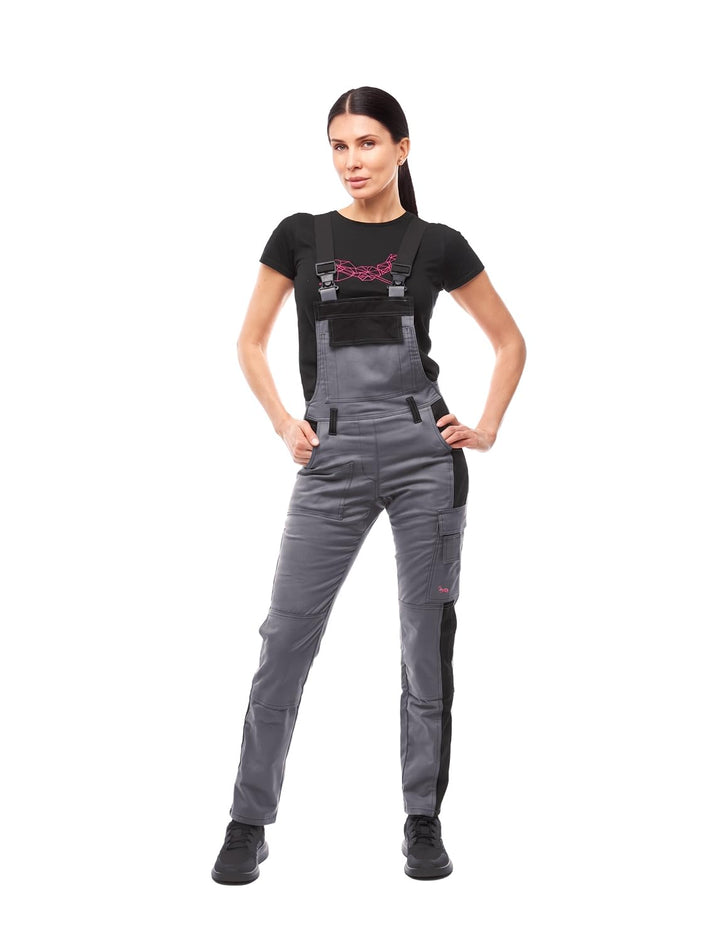 strongAnt Latzhose Damen stretch Arbeitshose für Frauen mit Kniepolstertaschen Baumwolle Cargo Hose