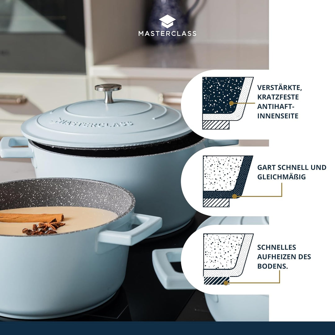 MasterClass Mittelgrosser Auflaufform mit Deckel 4L/24 cm, leichter Aluminiumguss, Induktionsherd un