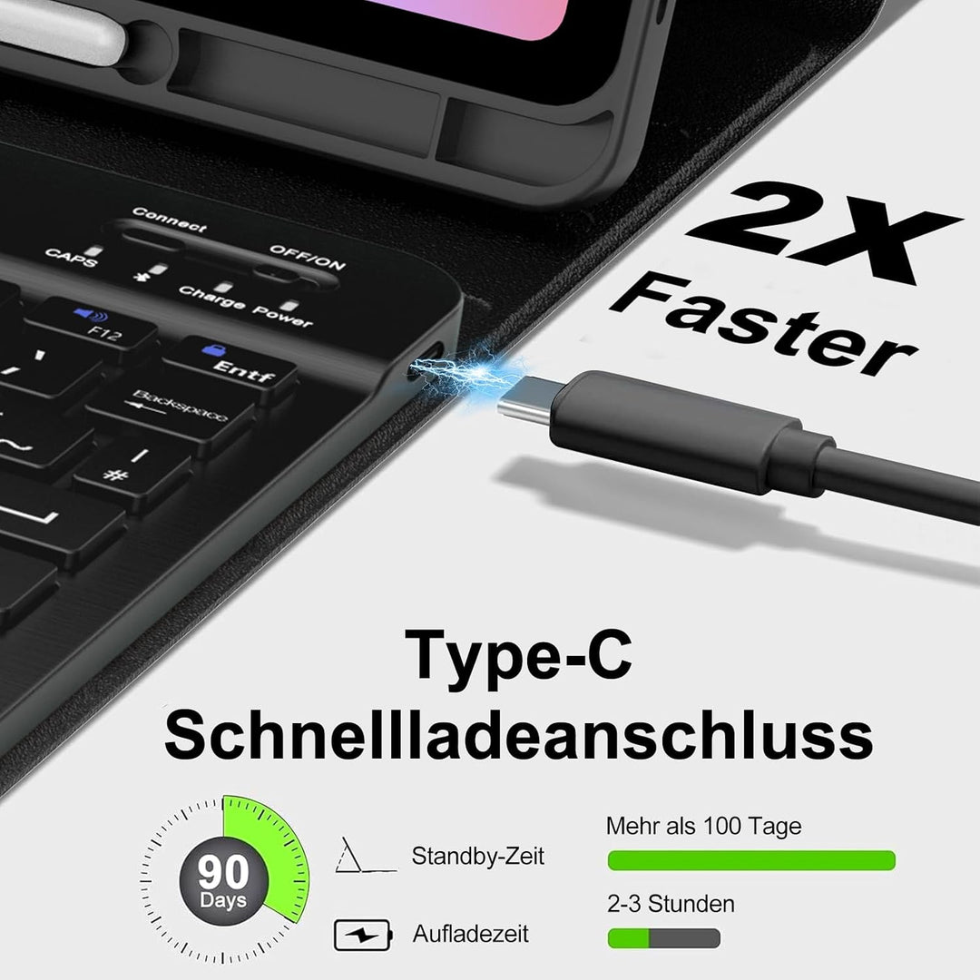 Tastatur für Samsung Galaxy Tab S10 Lite/S10 FE/S9 FE 10.9" &amp; S9 11" | Hülle mit Bluetooth Magnetisc