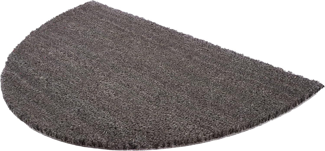Carpido rutschfeste Kokosmatte - 60 x 90 cm Halbrund Grau - Nachhaltige Naturfaser für den überdacht