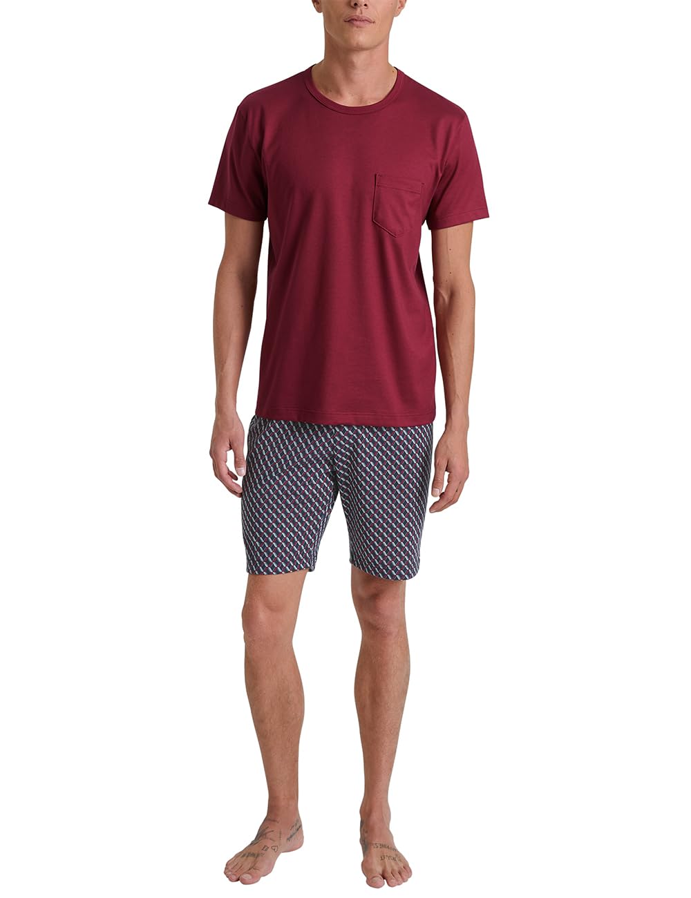 CALIDA Relax Imprint Kurz-Pyjama Herren, aus 100% Baumwolle, pflegeleicht, elastisch und formstabil,