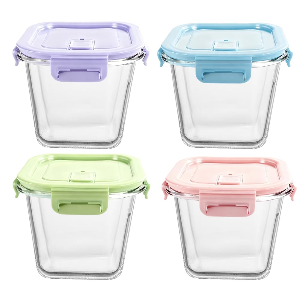 900ml Glasbehälter Mit Deckel, Glas Vorratsdosen Mit Deckel Luftdicht. Quadrat Meal Prep Behälter, M