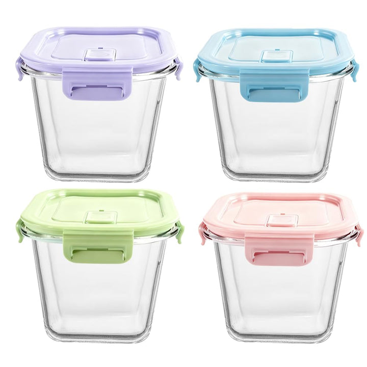 900ml Glasbehälter Mit Deckel, Glas Vorratsdosen Mit Deckel Luftdicht. Quadrat Meal Prep Behälter, M