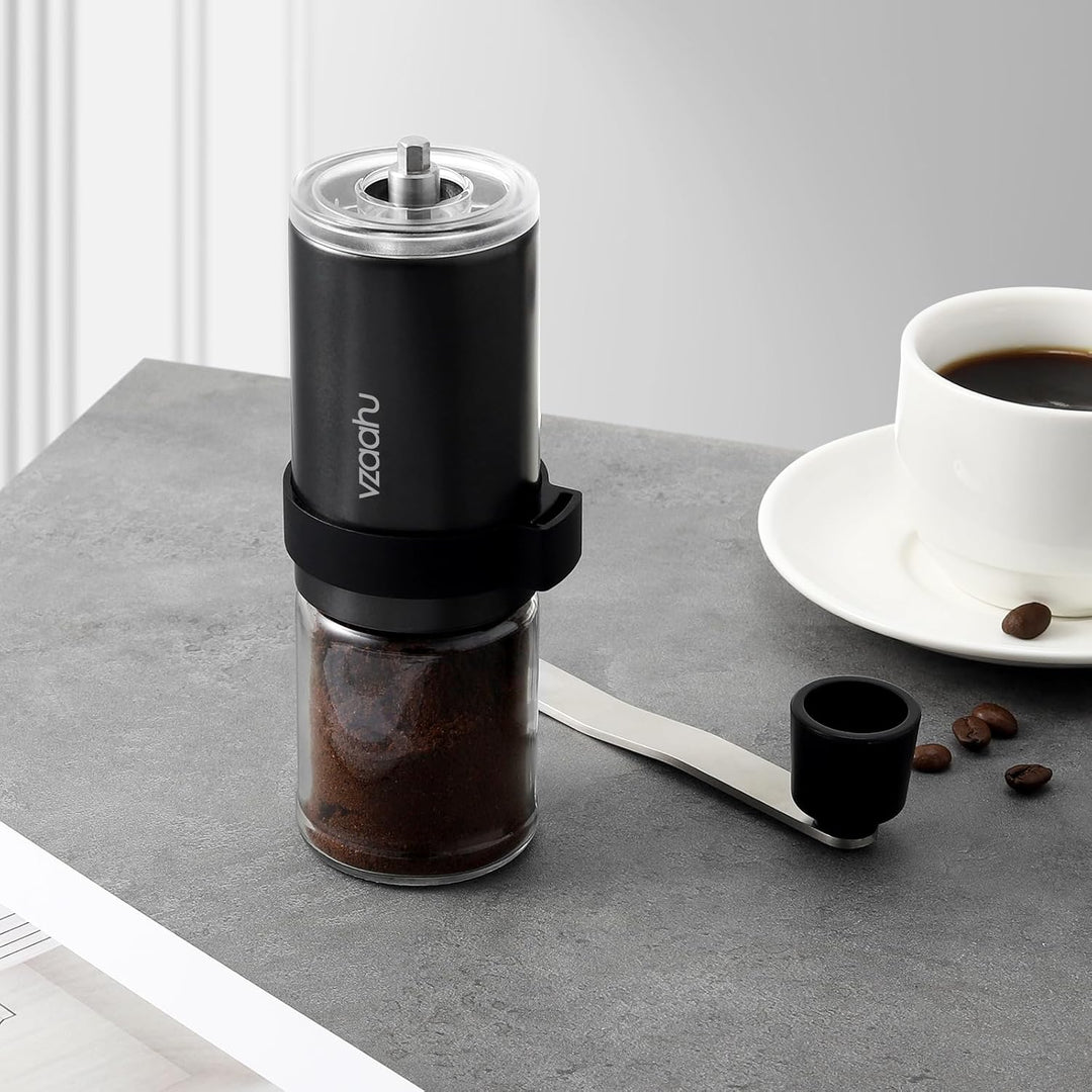 Vzaahu Kaffeemühle manuell mit Kegelmahlwerk,Einstellbare Grobheit,Konischer Keramikfräser,Tragbare