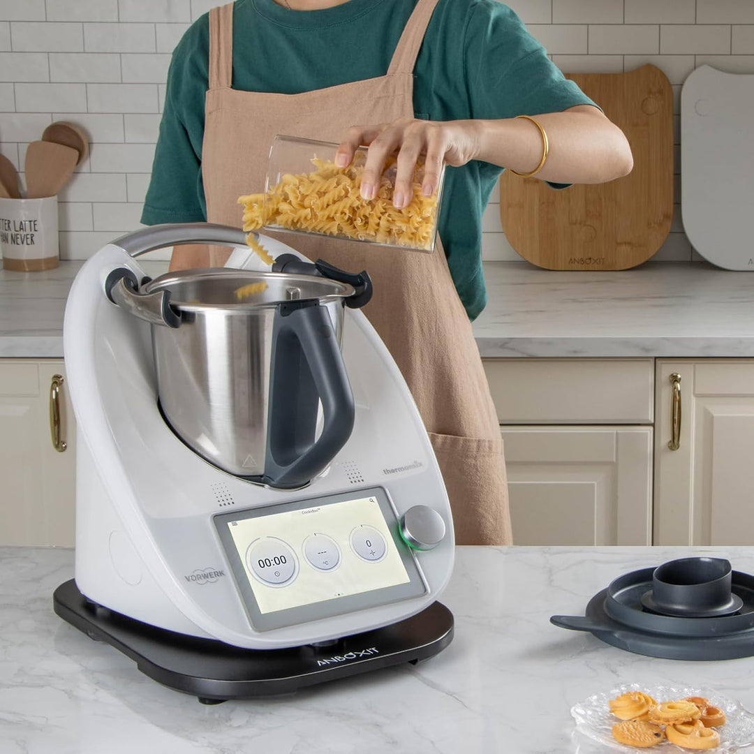ANBOXIT Gleitbrett für Thermomix TM6/TM5, Brett für Thermomix mit Rollen, Leicht Gleitendes Bambus R