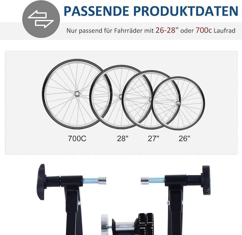 HOMCOM Rollentrainer Fahrrad Rennrad Heimtrainer Trainer faltbar Magnetbremse 54,5 x 47,2 x 39,1 cm