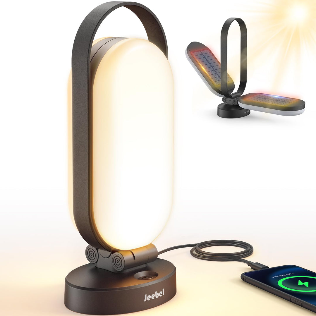 Campinglampe Solar, LED Solar Camping Laterne mit 5000mAh Notstrom Ladegerät, 4 Modi, Dimmbar Touch,