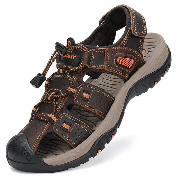 FLARUT Sandalen Herren Outdoorsandalen Sommer Wanderschuhe Trekkingsandalen Leder Strand Wandersanda