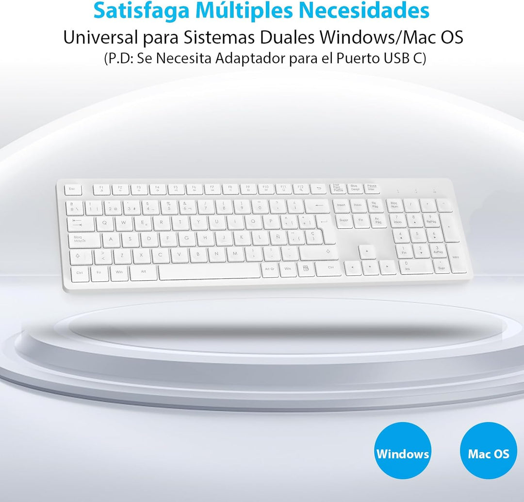 LeadsaiL Kabellose Tastatur und Maus, ergonomische kabellose Tastatur und Maus, Spanisch QWERTY, vol