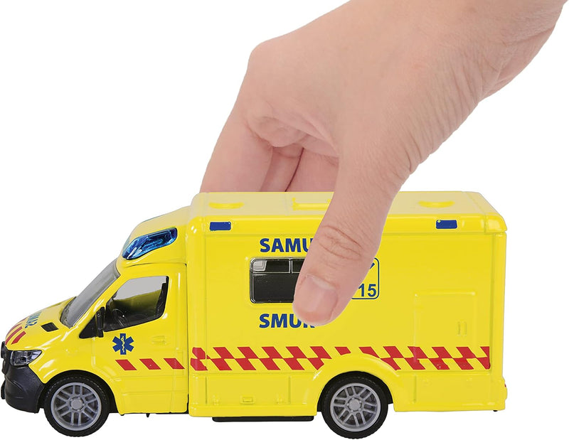 Majorette - Grand Series Mercedes Ambulance 15 cm (Massstab 1:43) Geräusche und Lichter ab 3 Jahren