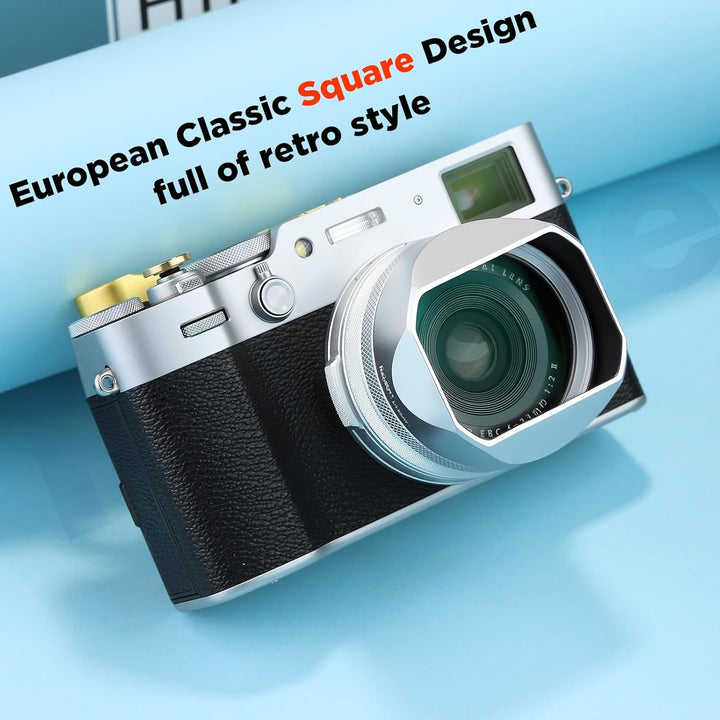 Haoge LH-X54W Metall Rechteckig Sonnenblende Gegenlichtblende mit 49mm Adapterring für Fujifilm Fuji