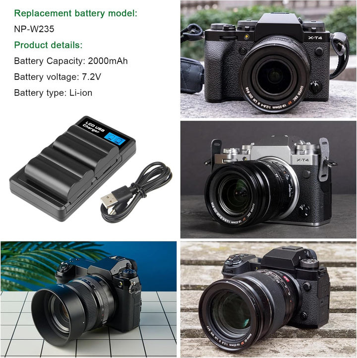 Shentec Li-ion 7.2V 2000mAh Akku für NP-W235 kompatibel mit Fujifilm X-T4 Fujifilm VG-XT4 Fujifilm X