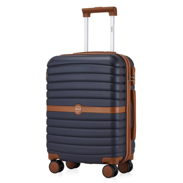 KONO Koffer Reisekoffer Trolley Handgepäck Koffer 55x40x20cm von ABS+PC Hartschalenkoffer mit Zwilli
