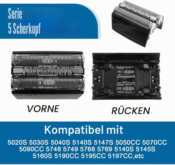 52B Scherkopf Kompatibel mit Series 5, Elektrischer Rasierkopf S5, Ersatzscherteil Rasierer Herren f