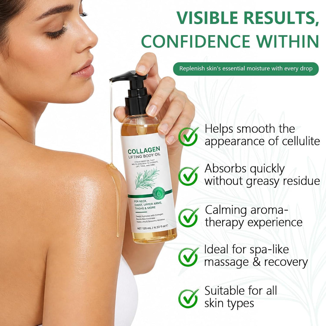 Kollagen Körperöl, Collagen Lifting Body Oil, Straffendes Körperöl mit Kollagen, Reduziert feine Str