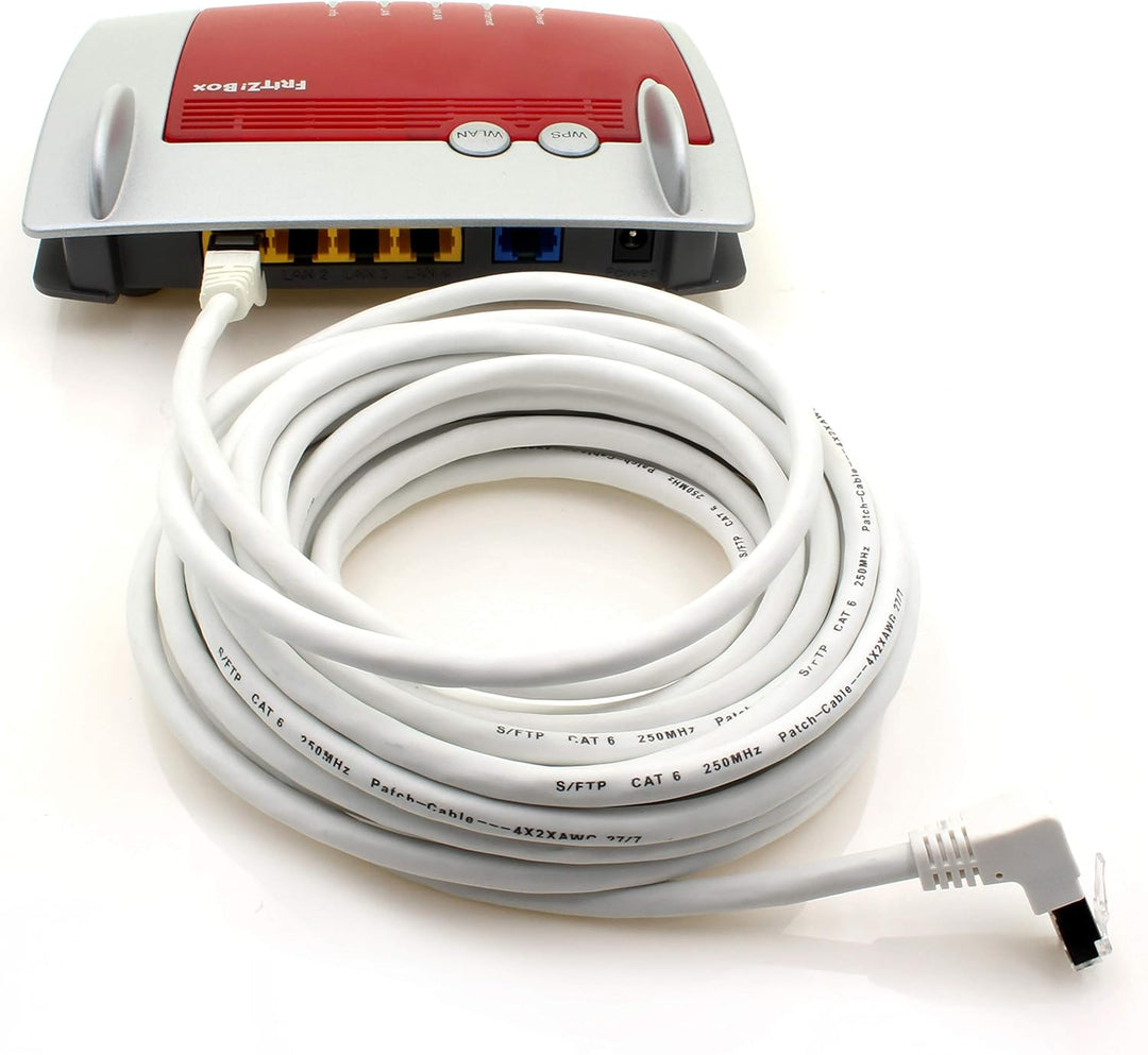 1aTTack.de 366282 Cat.6 Netzwerkkabel Winkel 90 Grad 10m - weiss - 5 Stück - Cat6 Patchkabel (SFTP P