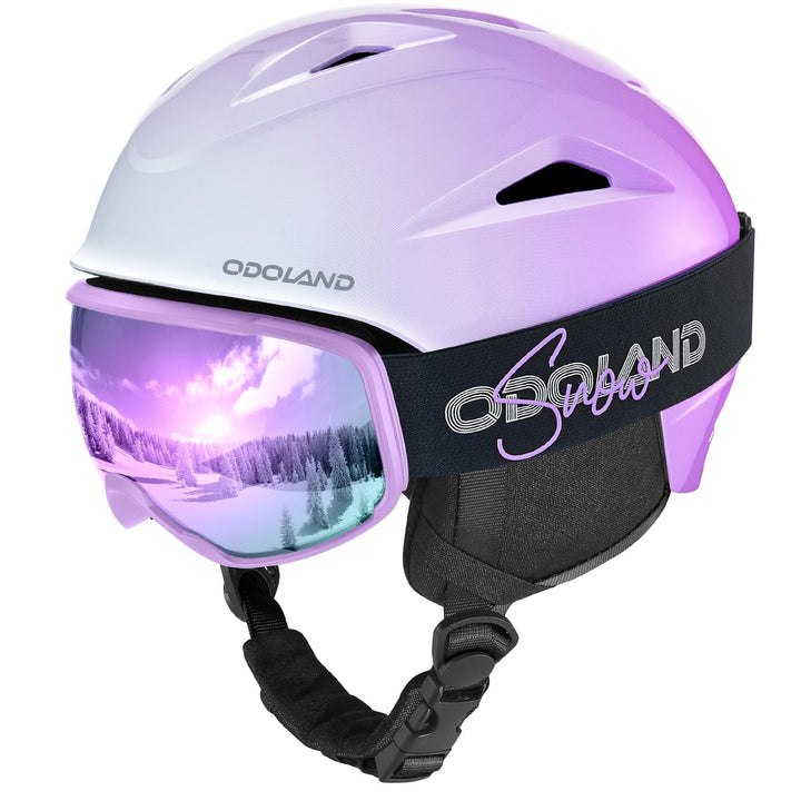 Odoland Skihelm mit Skibrille für Skifahren und Snowboard, Einstellbare Grössenverstellbar, mit Ohre