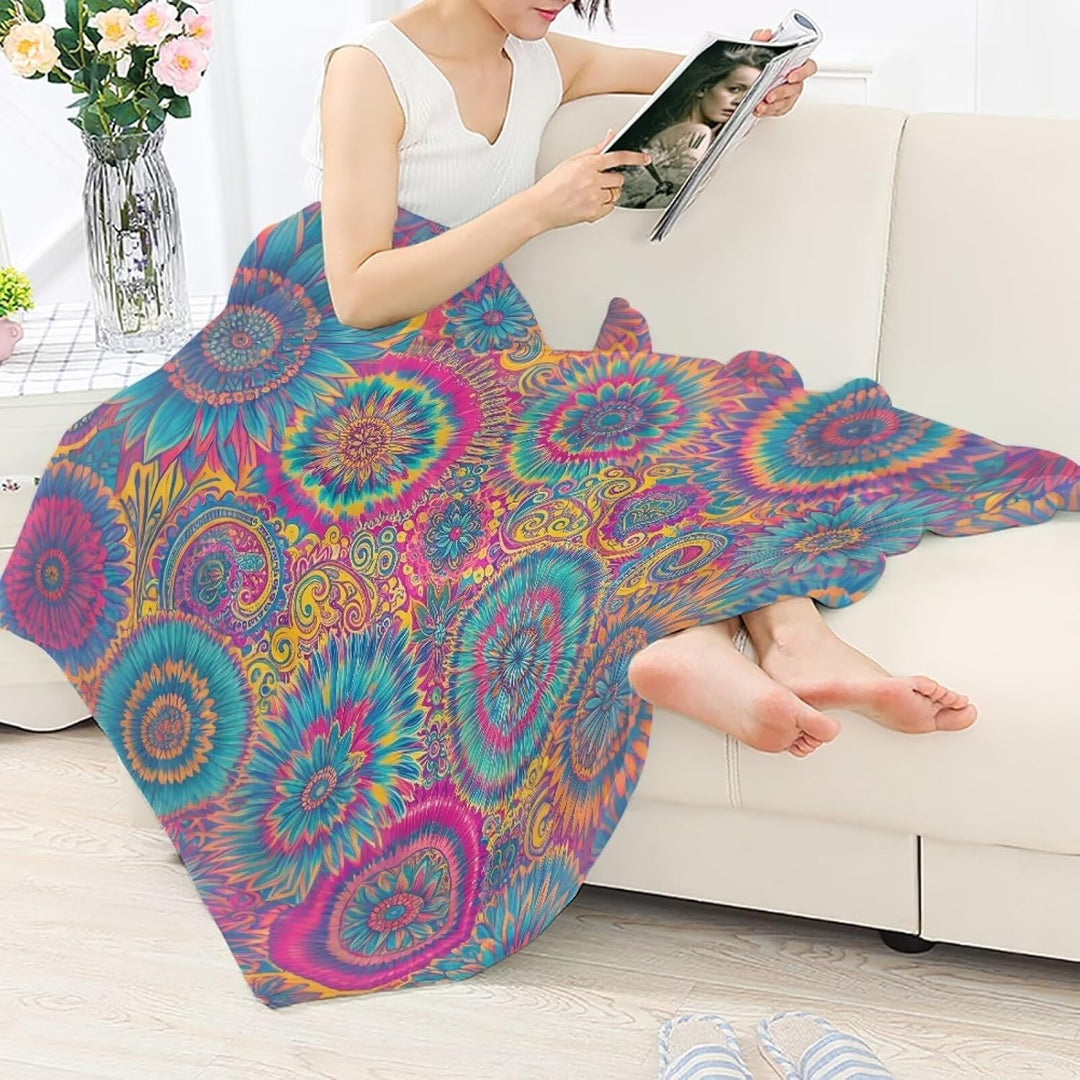 Kuiaobaty Boho-Mandala-Blumen-Fleece-Decke, Bettwäsche, King-Size-Grösse, ethnisches Mandala, Batikf