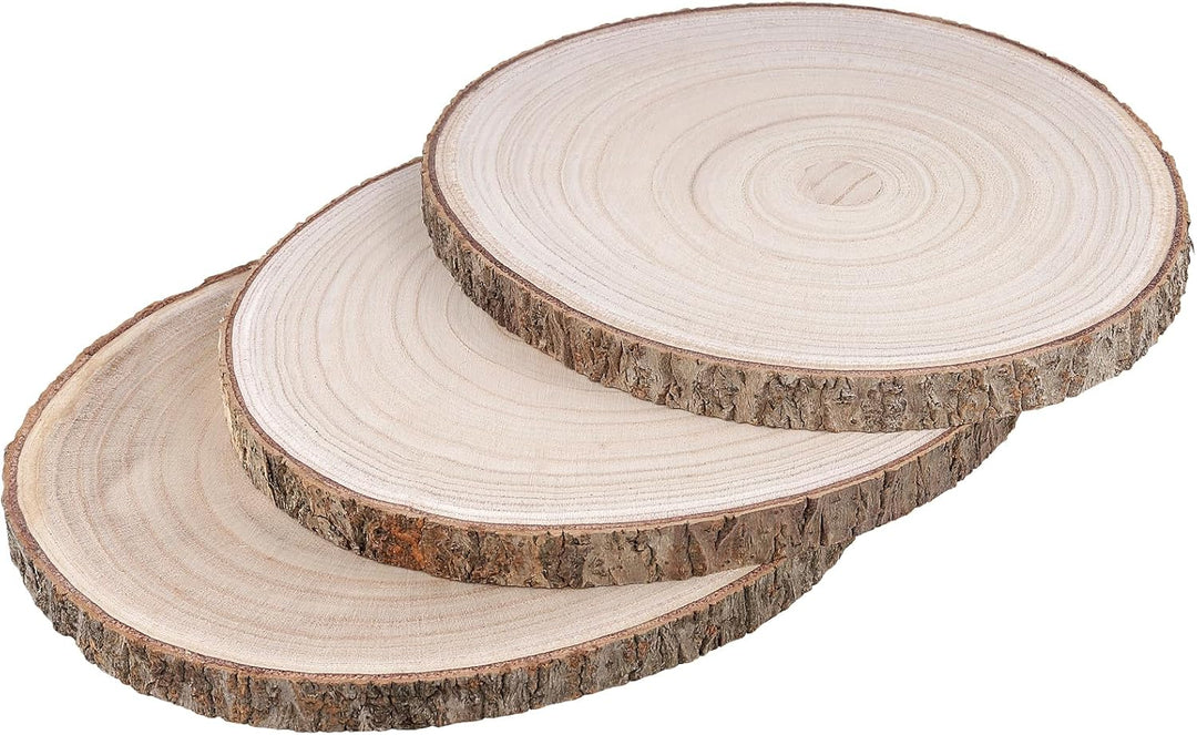 4 Stück Holzscheiben Naturholz, 26-30 cm Durchmesser Baumscheiben, 2 cm Dick Baumscheibe für Dekorat