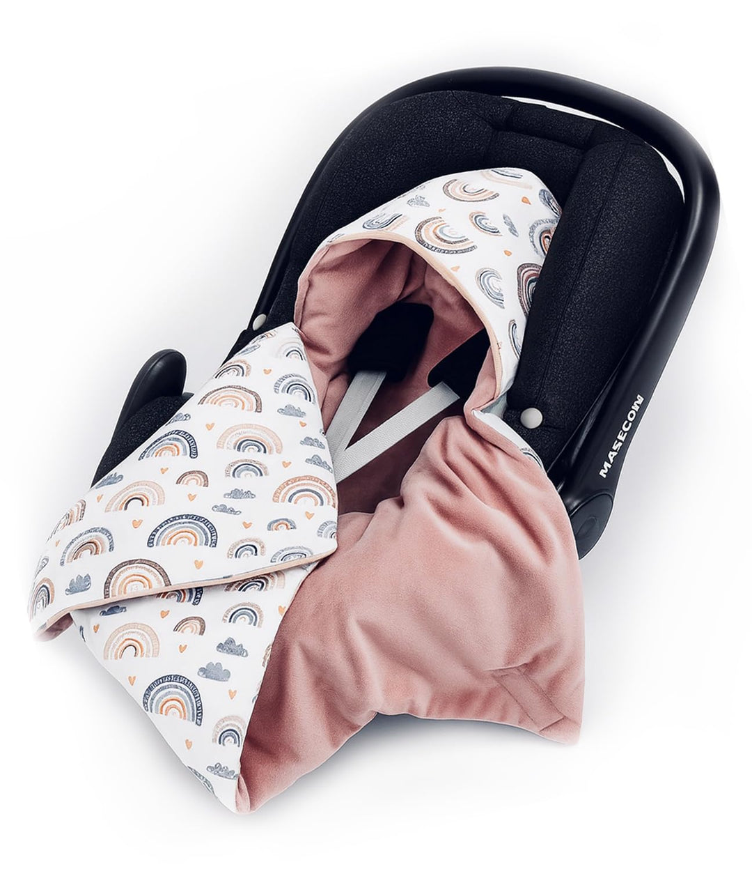 BABEES© Wattierte Velvet Winter Einschlagdecke mit Füllung für Babyschale Autositz, Universal,Baby D