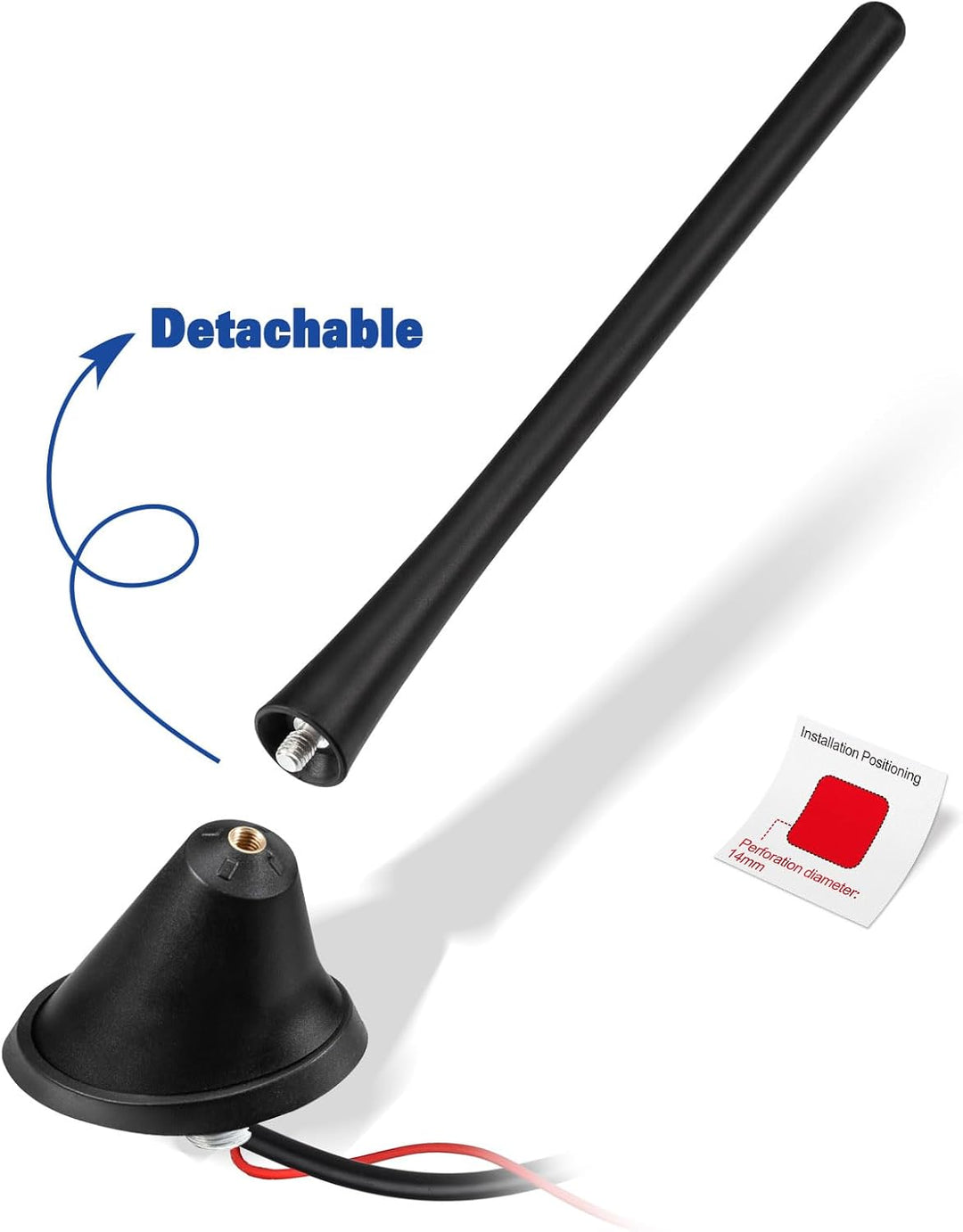 Eightwood Auto antenne Dach Aktive Antenne Auto mit Verstärker fm am Autoradio antenne kurz + 5M Kab