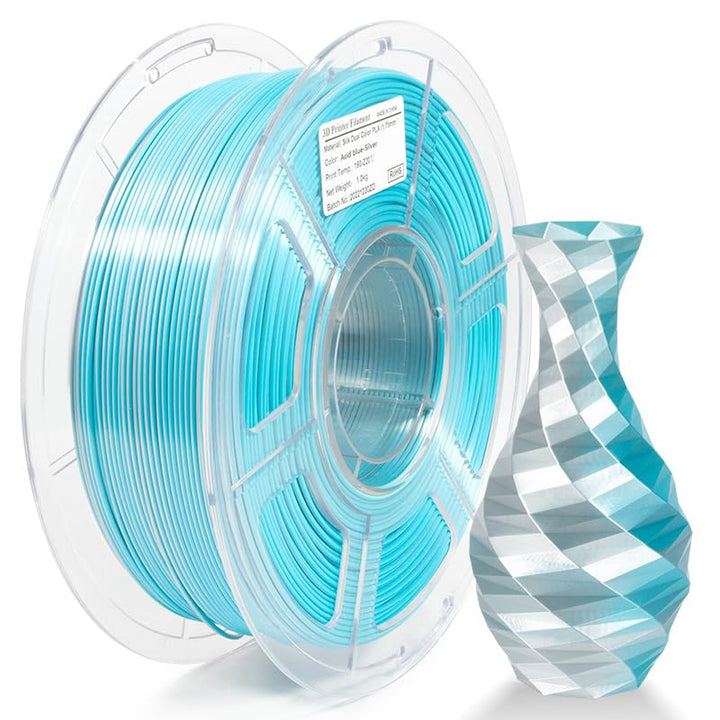 iSANMATE Dual Seide Filament PLA 1.75mm, Dual Silber Blau Silk PLA Filament, 3D Drucker Silk Filamen
