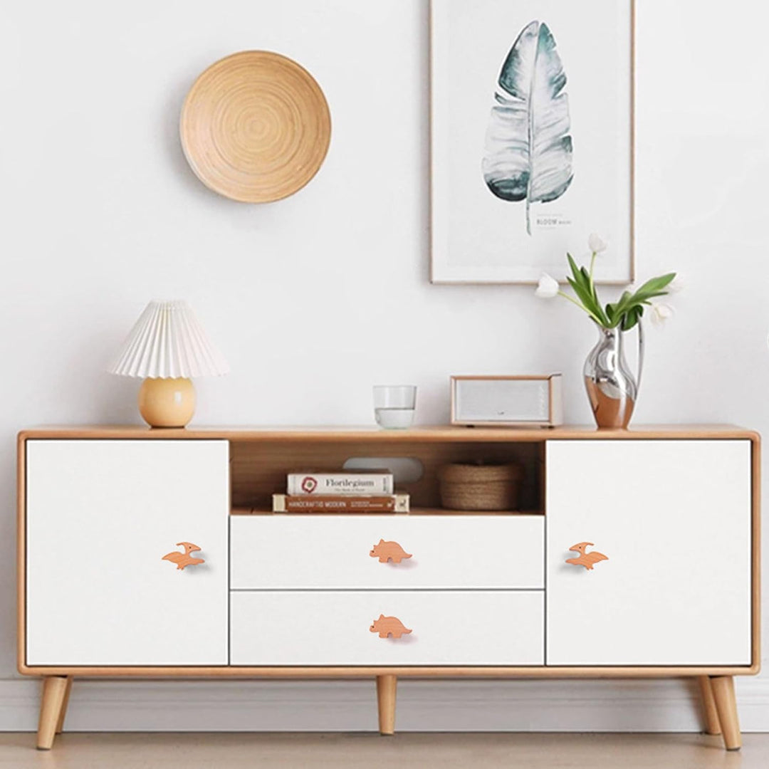 Auped 12 Stück Dinosaurier holzgriffe kinderzimmer - Natürliche Schrankgriffe mit Boho-Design für Kü