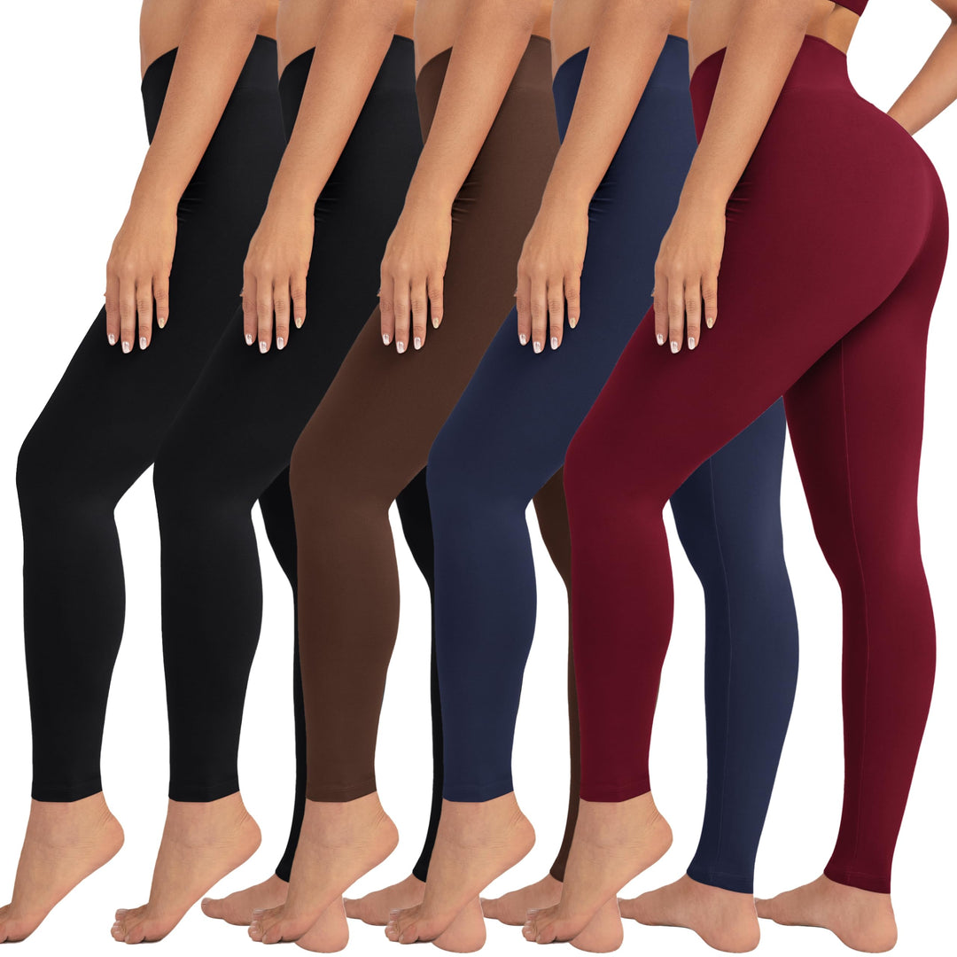 VALANDY Damen Weich Hosen-Set S-M 5 Packungen – 2 X Schwarz, Braun, Marineblau, Burgunderrot, S-M 5
