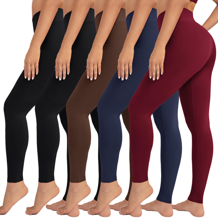 VALANDY Damen Weich Hosen-Set S-M 5 Packungen – 2 X Schwarz, Braun, Marineblau, Burgunderrot, S-M 5