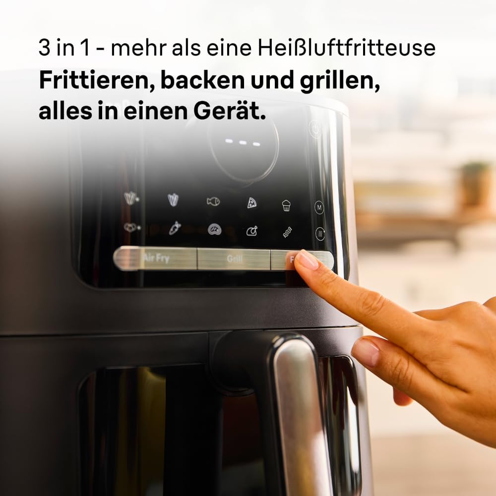 Braun MultiFry 5 HF5073IBK, 3-in-1 Heissluftfritteuse, 6L Airfryer, 80-220°, 20 Programme, spülmasch