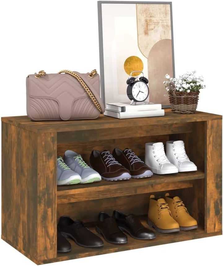 FIRBNUS Schuhregal Räuchereiche 75x35x45 cm Holzwerkstoff Schuhorganizer Schuhaufbewahrung Schuhschr