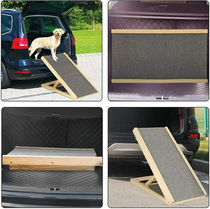 Hundetreppe für Auto Bett Klappbar,Hunderampe aus Tannenholz,Hundetreppe 60 cm hoch für grosse und k