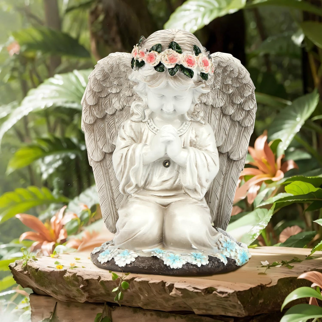 OBEISN Solar Engel Gartenstatuen, Grabschmuck Wetterfest Deko Für Draussen Wetterfest, Herbstdeko Ou