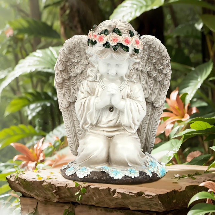 OBEISN Solar Engel Gartenstatuen, Grabschmuck Wetterfest Deko Für Draussen Wetterfest, Herbstdeko Ou