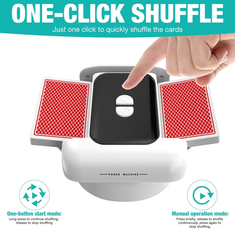 Kartenmischmaschine Elektrische, Automatischer Kartenmischer für 1-2 Deck, USB/Batteriebetriebener K