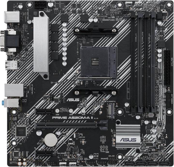 ASUS Prime A520M-A II/CSM Mainboard Sockel AM4 (AMD Ryzen, Micro-ATX, M.2, 1Gbit/s-Ethernet, SATA 6G