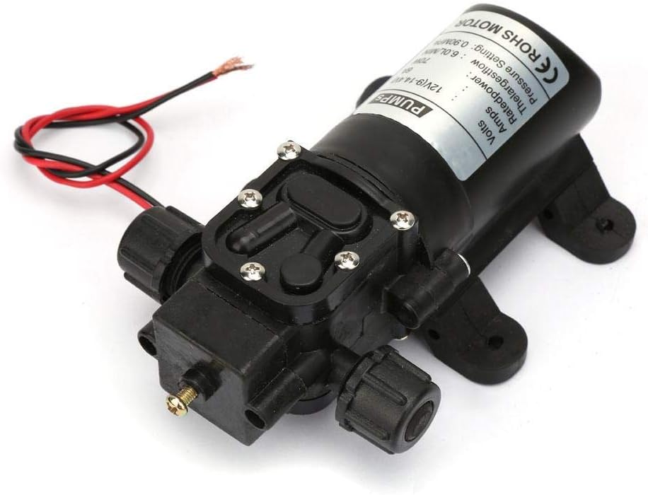 Vikye Wasserpumpe, DC 12V 70W, 6L/Min, Schwarz, Membranpumpe, Hochdruck, Reinwasserpumpe