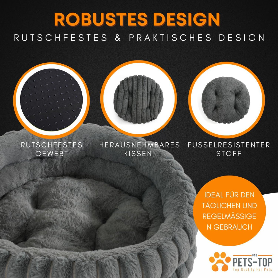 One PETS-TOP Katzenbett Flauschig – Katzenkissen Rund Weich – Cat Bed Waschbar – Schlafplatz für Kat