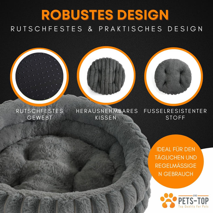 One PETS-TOP Katzenbett Flauschig – Katzenkissen Rund Weich – Cat Bed Waschbar – Schlafplatz für Kat