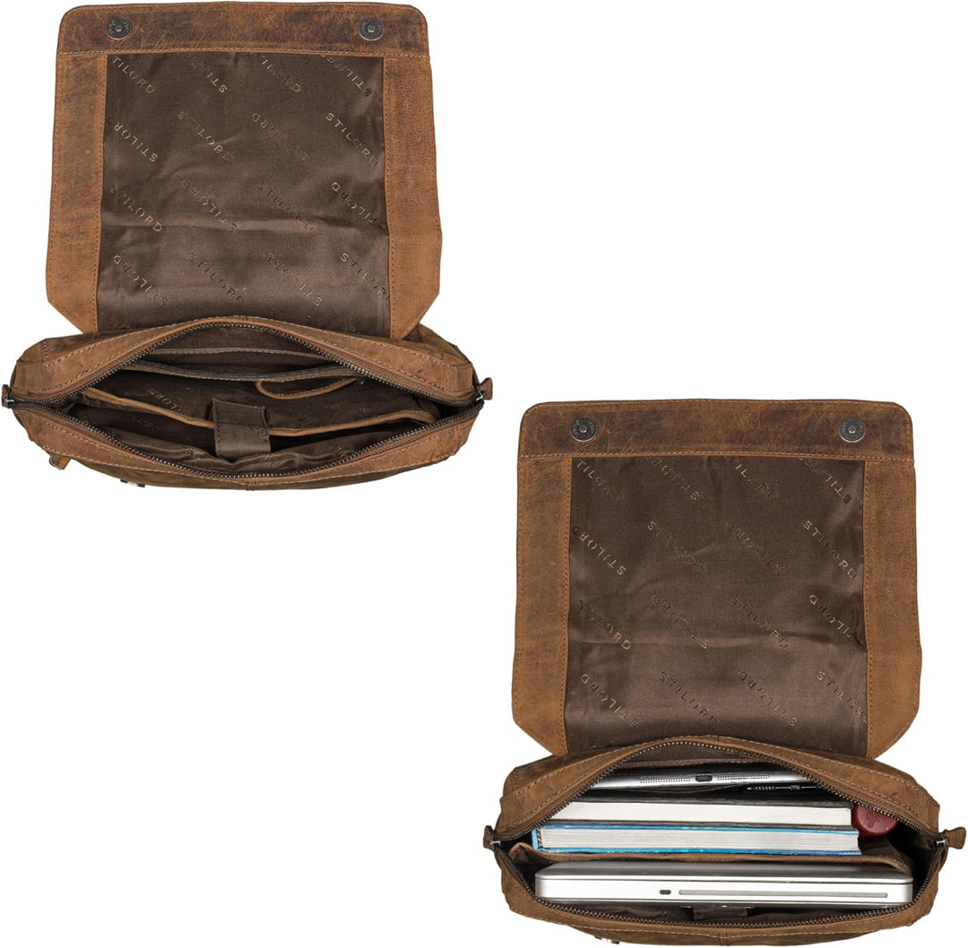 STILORD 'Darcy' Tagesrucksack Leder Cityrucksack mit Überschlag Vintage Rucksack für Freizeit Daypac