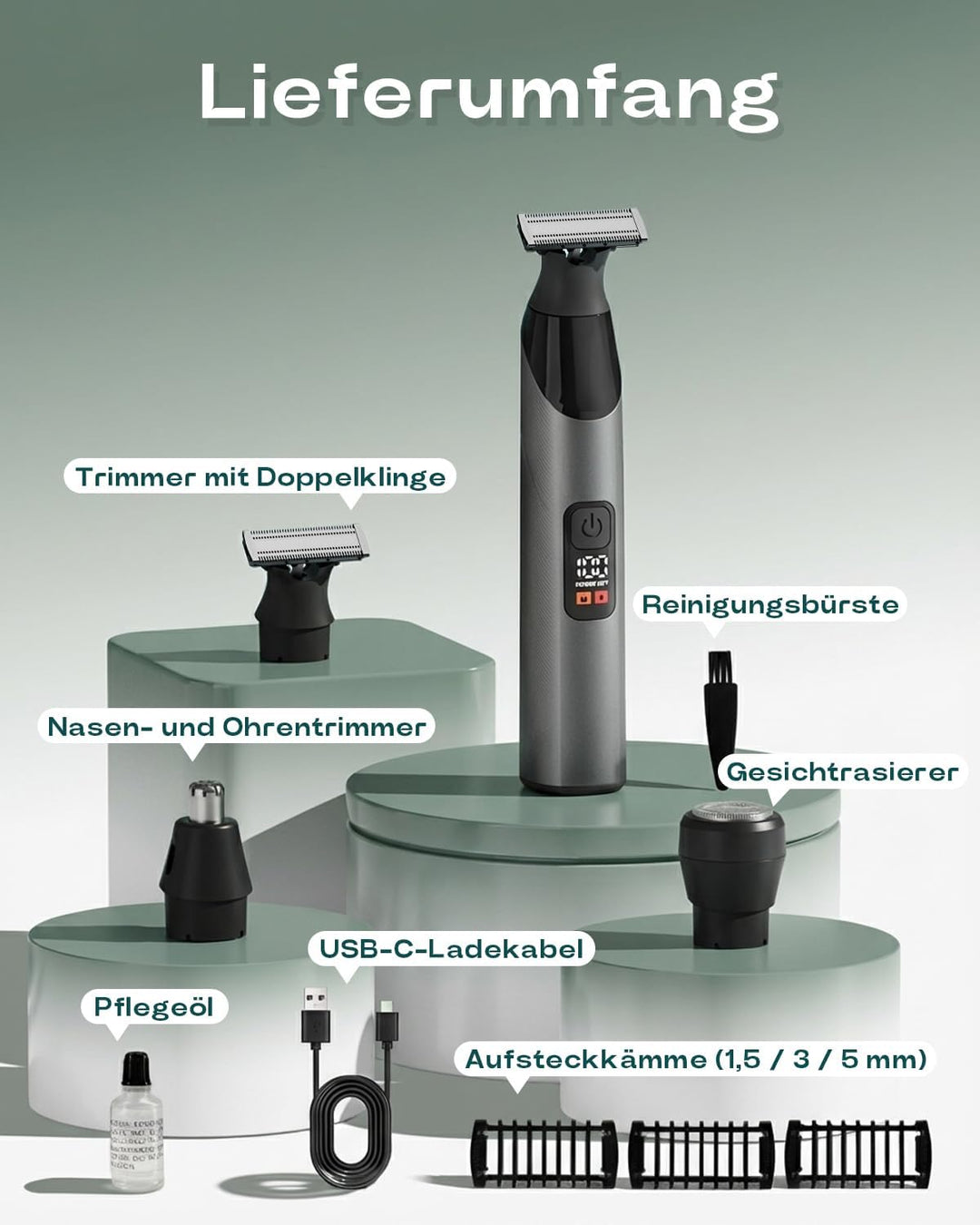 Intimrasierer Mann, All-in-One Bodygroomer & Körperrasierer Herren mit Magnet-Scherkopf & Beidseitig