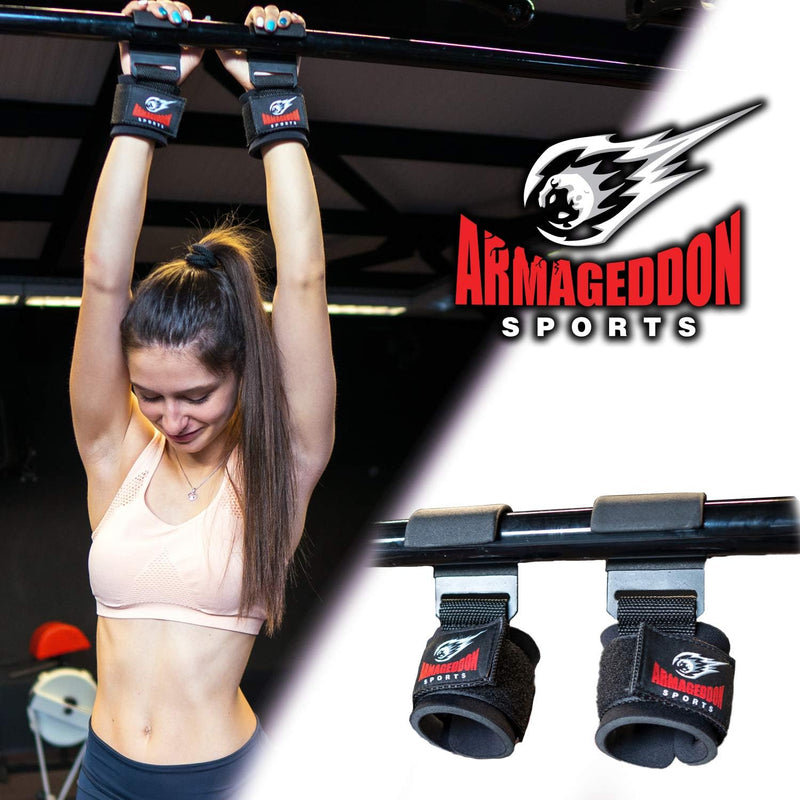 ARMAGEDDON SPORTS Latzughilfe Krafttraining Fitness Haken Zughilfen Lifting Straps Power Metallhaken