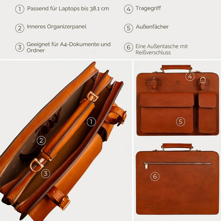 Time Resistance Leder Arbeitstasche – Handgemacht Ledertasche 15 Zoll Laptoptasche Bürotasche Notebo