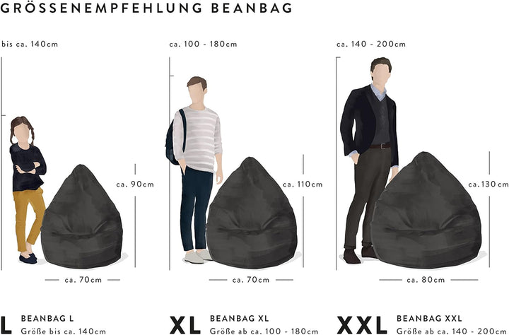 Sitting Point 29940 010 Sitzsack BeanBagEasy L blau 70x90 cm / 120L Blau, 70x90 cm / 120L Blau