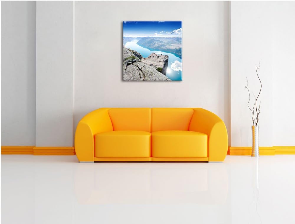Pixxprint Preikestolen Lysefjord Norwegen als Leinwandbild/Grösse: 70x70 cm/Wandbild/Kunstdruck/fert
