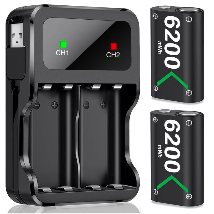 Akku für Xbox One/Series X&S Controller, 2 Stück 5520mWh Akku (2x2550mAh) Hoher Kapazität Batterien,